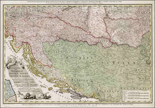 SCHÜTZ, CARL: MAP OF BOSNIA, SERBIA, CROATIA AND SLAVONIA WITH NEIGHBOURING COUNTRIES